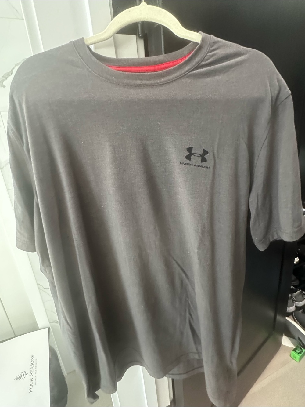 Under Armour Men's Charcoal Gray Crew Neck Tee with Small Logo
